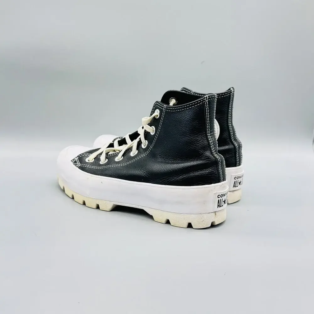 Converse Shoes Women 7.5 Black Leather Chuck Taylor All Star 2 High Top Sneakers - Picture 5 of 10